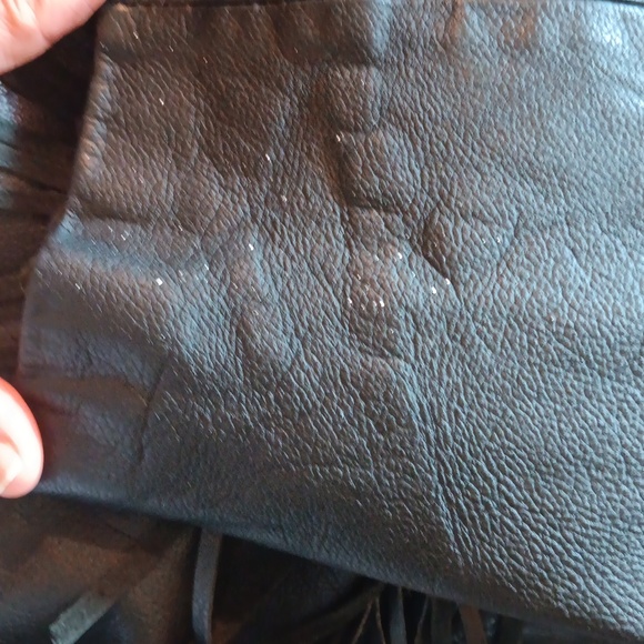 Leather biker Jacket,  S 38, Black Fringed - Picture 5 of 5